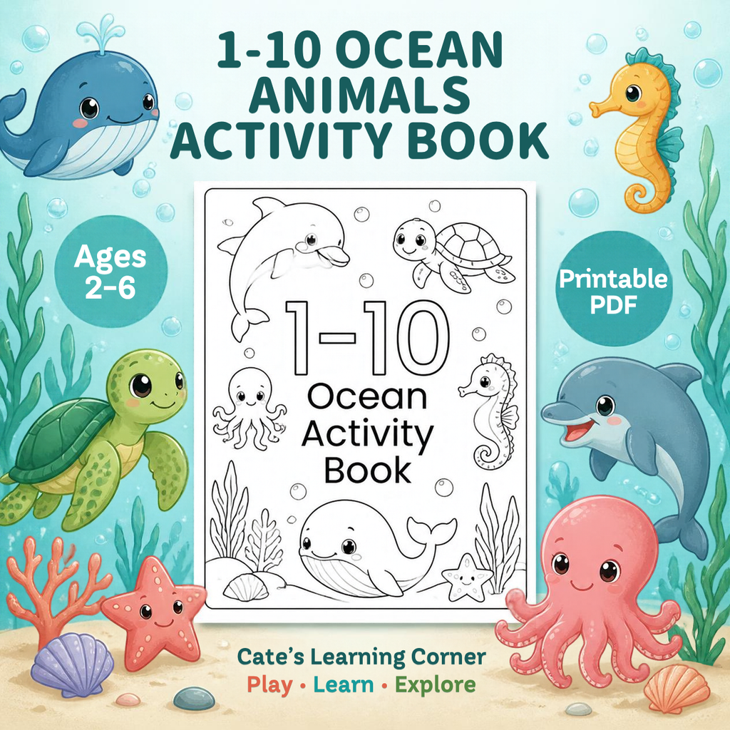 Ocean Animals Numbers 1–10 Workbook (Ages 2+)
