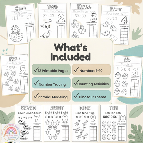 Dinosaur Numbers 1–10 Activity Book (Ages 2+)