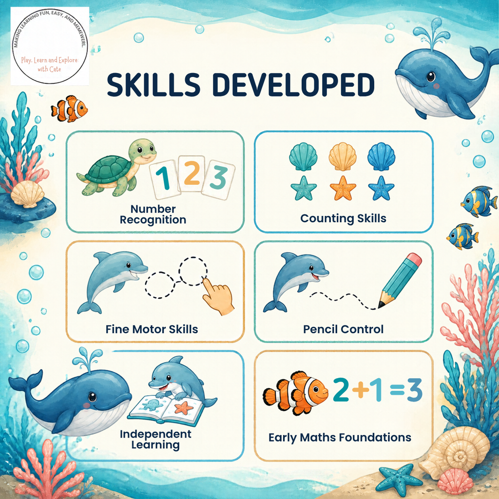 Ocean Animals Numbers 1–10 Workbook (Ages 2+)