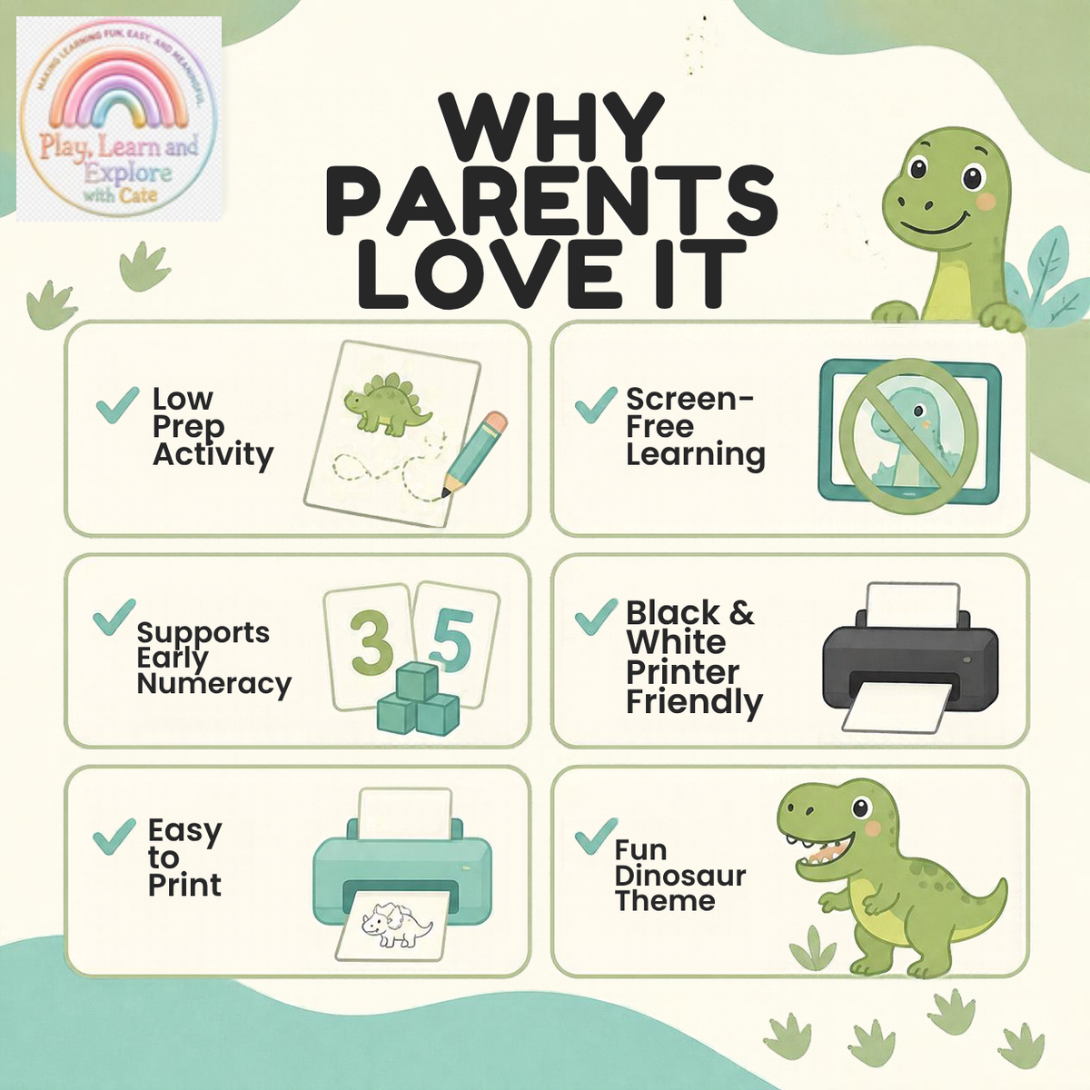 Dinosaur Numbers 1–10 Activity Book (Ages 2+)