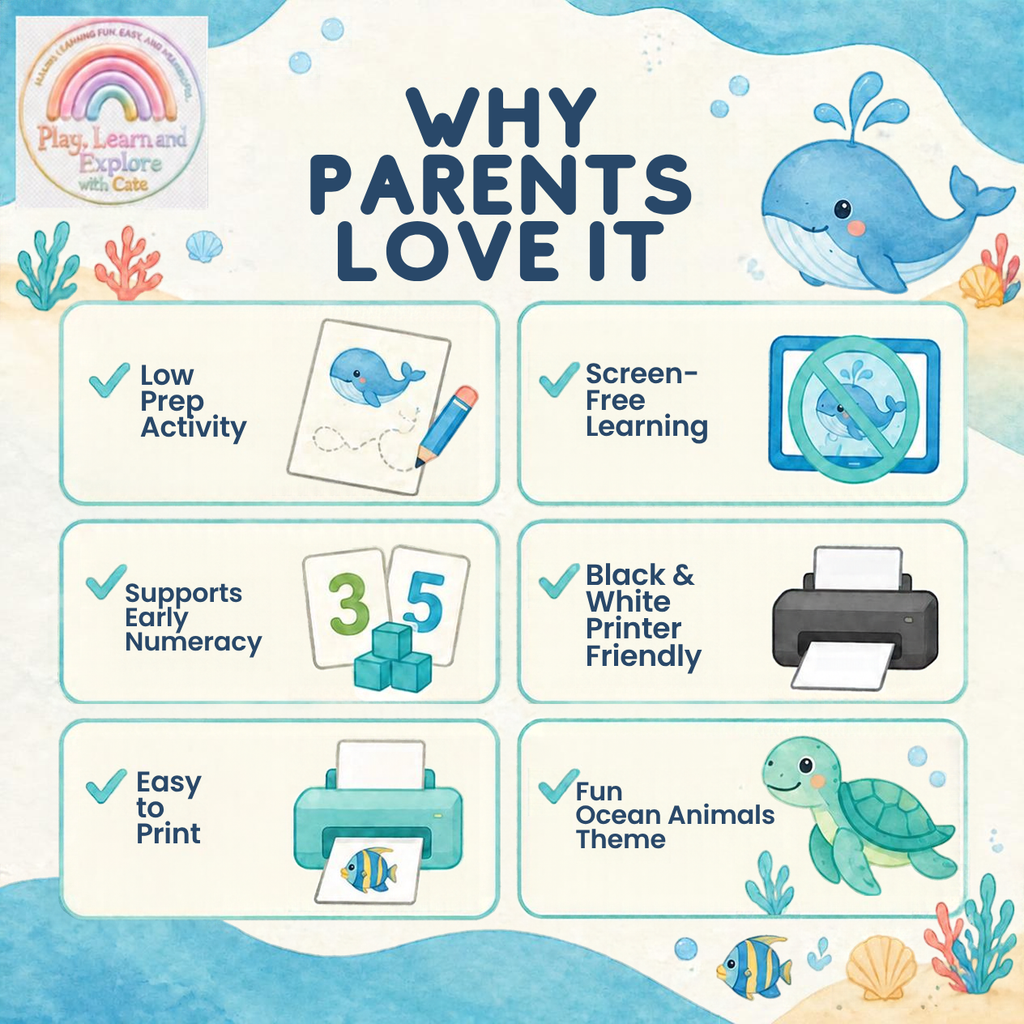 Ocean Animals Numbers 1–10 Workbook (Ages 2+)